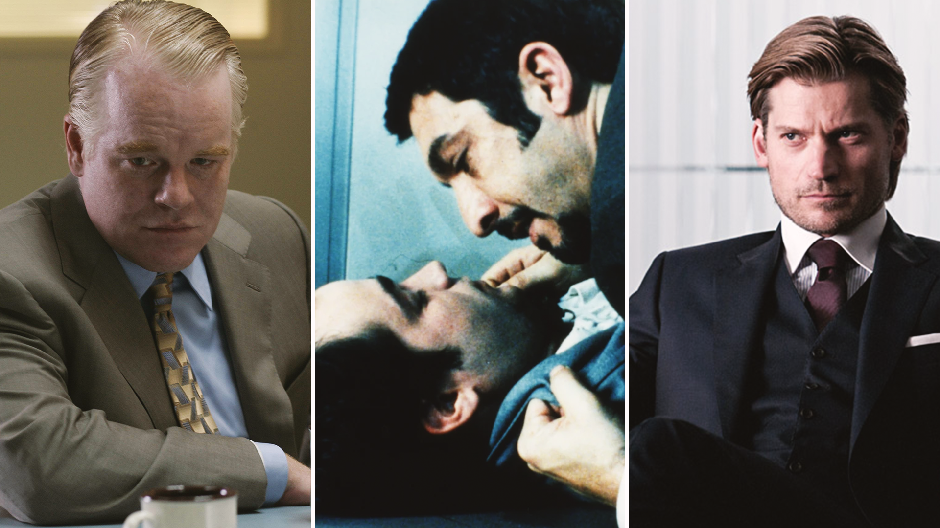 Louvre robbery got you feeling heisty? Here are 20 films to scratch that itch 6 A combination image shows a concerned looking man in a suit, one man lying on top of another while gripping his lapels, and a serious looking man in a suit.